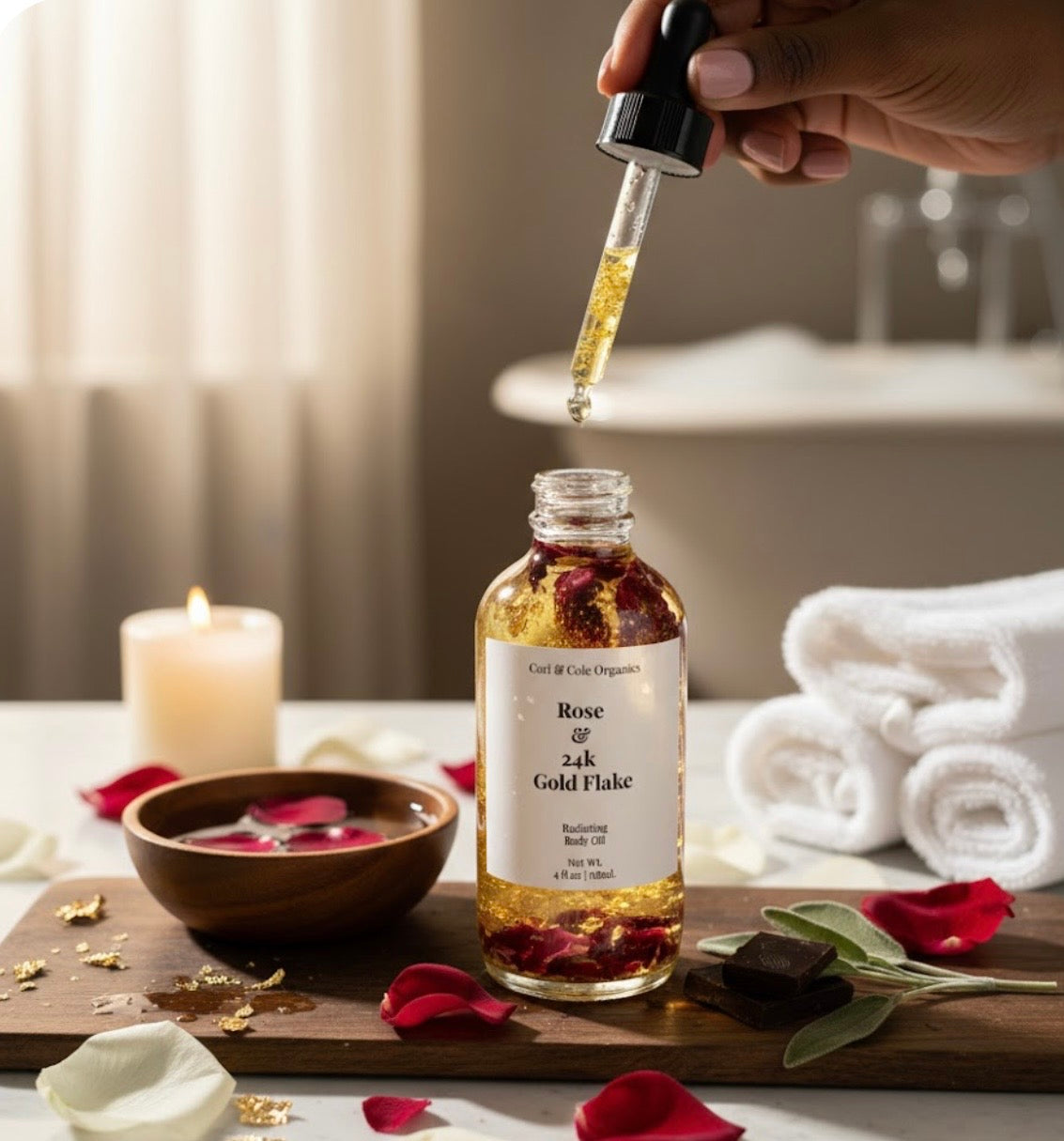 BOTANICAL BODY OIL (ORGANIC ROSE PETALS & 24K GOLD)